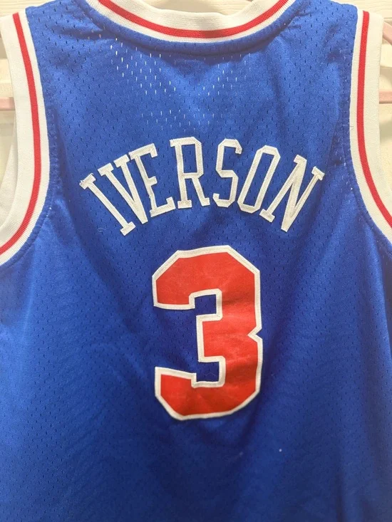 Youth L 14/16 Allen Iverson #3 Philadelphia 76ers Jersey Mitchell & Ness - Picture 11 of 11